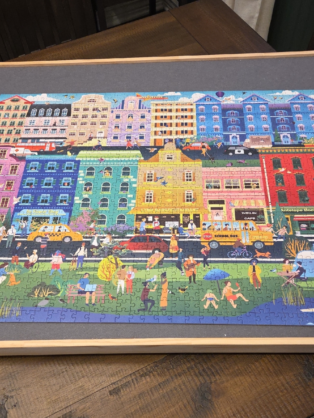 Antelope Colorful City Park Puzzle - Blue, Green, Yellow, Pink, Red